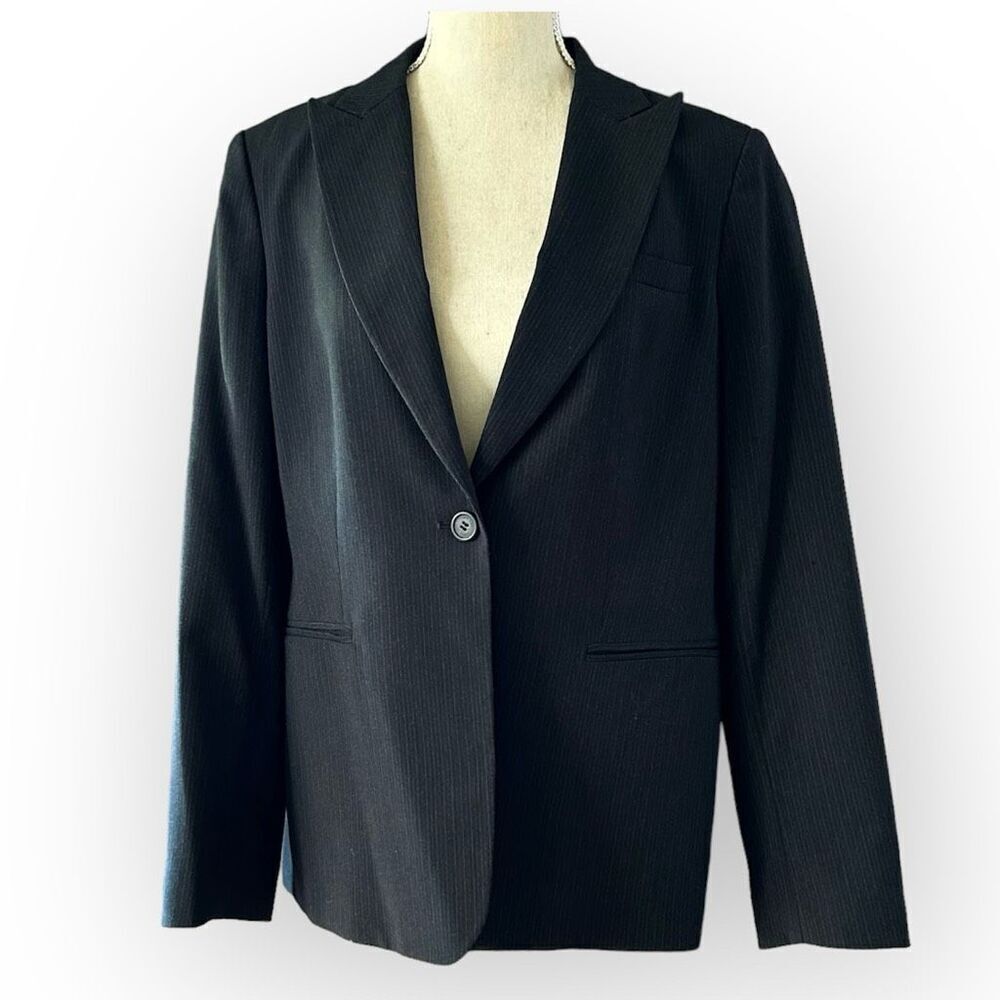 Calvin Klein Black Pinstripe Suit Jacket Blazer 10